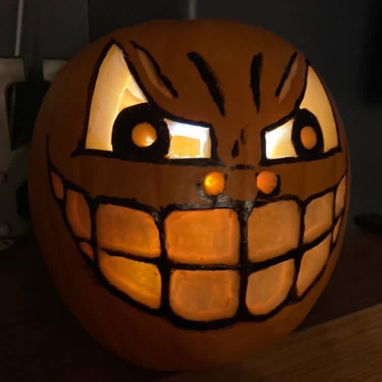 My first adult Halloween pumpkin, large grinning smile